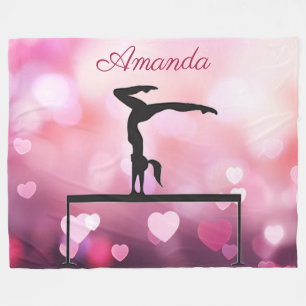 Couverture Polaire Solde de gymnastique Coeurs rose poutre