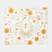 Couverture Polaire Soleil doré et rayons - avec étoile Abstraite (Devant (Horizontal))