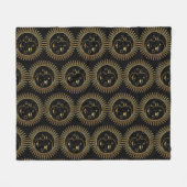 Couverture Polaire Soleil et Lune Noir et Or (Devant (Horizontal))