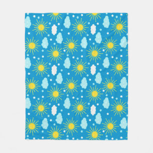 Couverture Polaire Soleil heureux, nuages et étoiles