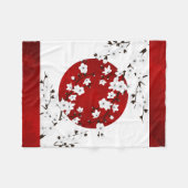 Couverture Polaire Soleil levant de fleurs de cerisier noir rouge (Devant (Horizontal))