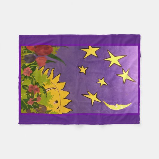 Couverture Polaire Soleil mignon et Lune avec Tulipe Conçu (Devant (Horizontal))