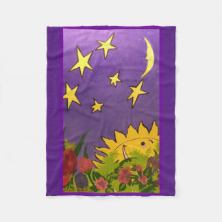 Couverture Polaire Soleil mignon et Lune avec Tulipe Conçu