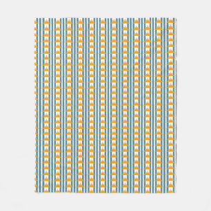 Couverture Polaire Soleil orange jaune sur bandes Turquoises