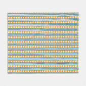 Couverture Polaire Soleil orange jaune sur bandes Turquoises (Devant (Horizontal))
