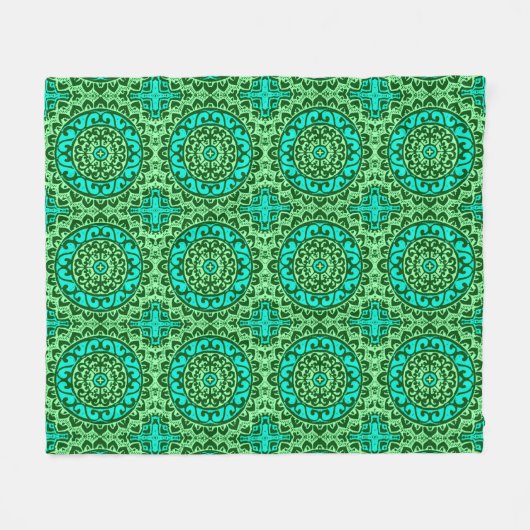 Couverture Polaire Soleil Sud-Ouest Mandala Batik, Vert citron (Devant (Horizontal))
