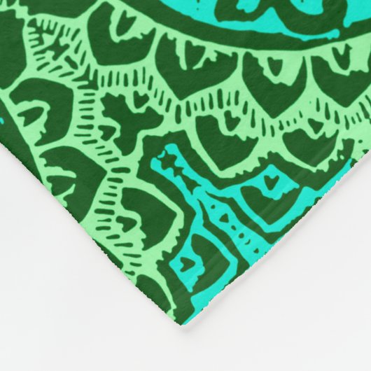 Couverture Polaire Soleil Sud-Ouest Mandala Batik, Vert citron (Coin)