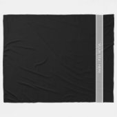 Couverture Polaire Solid Black, Dark Gray Ribbon Nom Monogram (Devant (Horizontal))