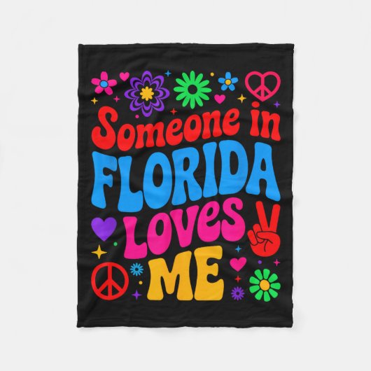 Couverture Polaire Someone In Florida Loves Me Boho Floral Peaceful C (Devant)