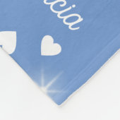 Couverture Polaire Son nom & Coeurs cornflower bleu girly (Coin)