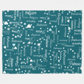 Couverture Polaire Son nom & Coeurs girly bleu turquoise (Devant (Horizontal))