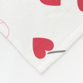 Couverture Polaire Son nom Initiale et Coeurs rouges partout Blanc (Coin)