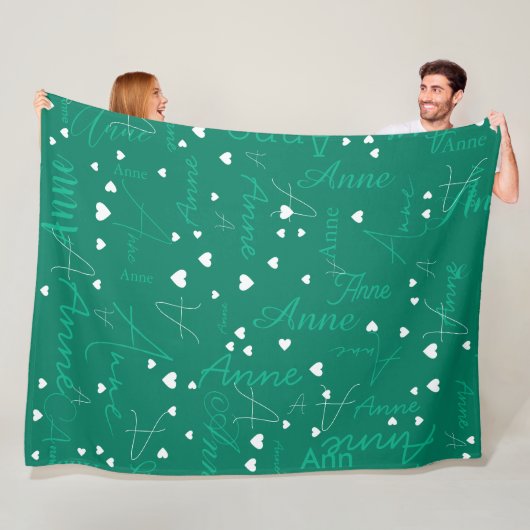 Couverture Polaire Son nom Premiers Coeurs blancs Emerald-Green (En situation)