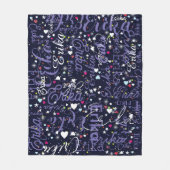 Couverture Polaire Son nom, Splashed Coeurs mignons et étoiles (Devant)