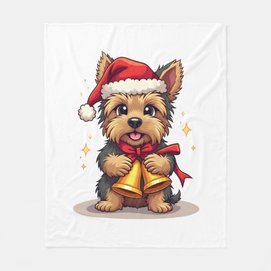 Couverture Polaire Sonneries de Noël de Yorkshire Terrier (Devant)