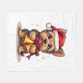 Couverture Polaire Sonneries de Noël de Yorkshire Terrier (Devant (Horizontal))