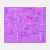 Couverture Polaire Sophie nom personnalisé nuances de rose violet (Devant (Horizontal))