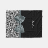 Couverture Polaire Sophistiqué Empreinte de léopard Gris Bow avec nom (Devant (Horizontal))