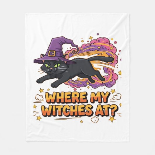 Couverture Polaire sorcière chat noir T-shirt classique (Devant)