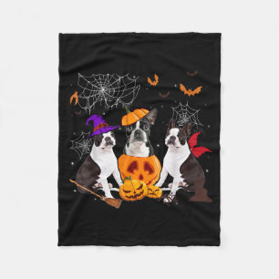 Couverture Polaire Sorcière de citrouille drôle Boston Terrier Chien
