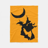 Couverture Polaire Sorcière volante silhouette Halloween (Devant)