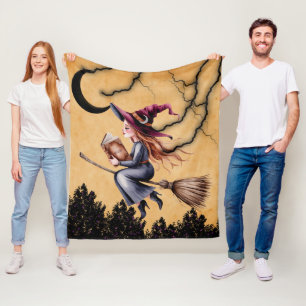 Couverture Polaire Sorcière Whimsical Flying Broom Girl Birthday Part