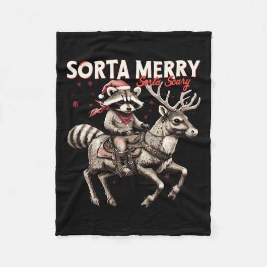 Couverture Polaire Sorta Merry Sorta Effrayant Noël Funny Raccoon Ri (Devant)