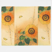 Couverture Polaire SOUFFLE, BOUTEILLE, FEUILLE VERT Floral japonais (Devant (Horizontal))