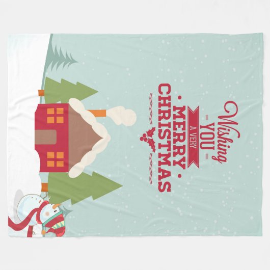 Couverture Polaire Souhaitez-vous Joyeux Noël Design typographique (Devant (Horizontal))