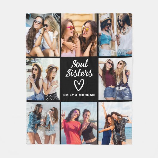 Couverture Polaire Soul Soeurs Script Cadeau Pour Amis Photo Collage (Devant)