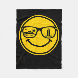 Couverture Polaire Sourire de visage de surf d'île lunettes de soleil