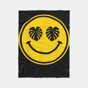 Couverture Polaire sourire feuille Monstera ambiance tropicale plage