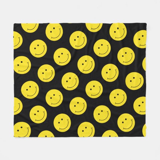 Couverture Polaire Sourire grinçant Visage jaune (Devant (Horizontal))