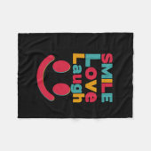 Couverture Polaire sourire, heureux, mignon, tendance, jaune, esthéti (Devant (Horizontal))