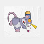Couverture Polaire Souris au cricket avec chauve-souris de cricket (Devant (Horizontal))