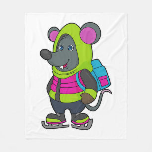 Couverture Polaire Souris au patinage sur glace avec patins sur glace