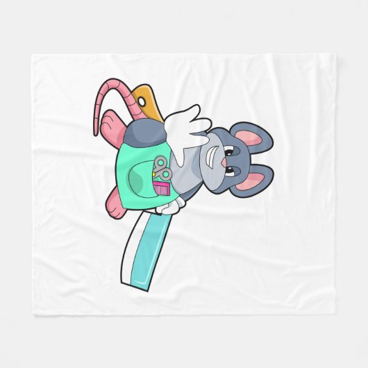 Couverture Polaire Souris comme coiffeur avec ciseaux et comble (Devant (Horizontal))