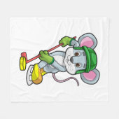 Couverture Polaire Souris de hockey sur glace avec bâton de hockey (Devant (Horizontal))