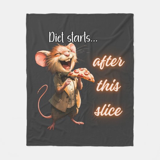 Couverture Polaire Souris de régime pizza drôle ✨ (Devant)