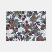 Couverture Polaire Souris et mûres sur blanc (Devant (Horizontal))