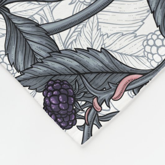 Couverture Polaire Souris et mûres sur blanc (Coin)