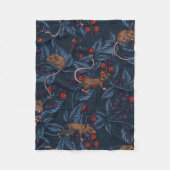 Couverture Polaire Souris et mûres sur la marine (Devant)