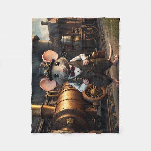 Couverture Polaire Souris et train Steampunk (Devant)