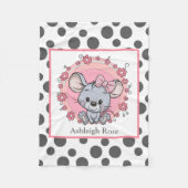 Couverture Polaire Souris mignonne sur points gris/blancs, personnali (Devant)