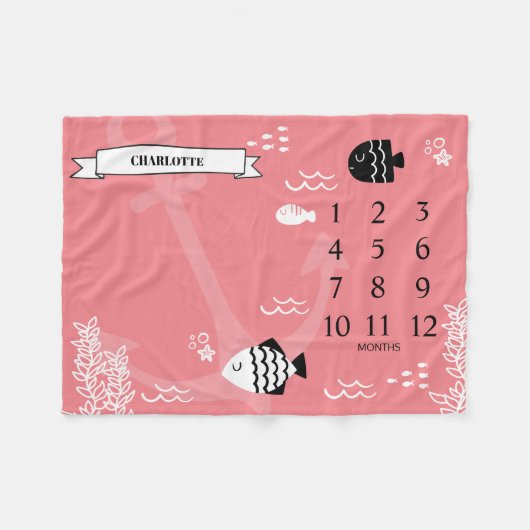 Couverture Polaire Sous la mer Baby Milestone (Devant (Horizontal))