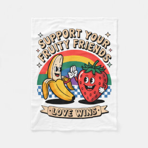 Couverture Polaire Soutenez vos amis fruités Arc-en-ciel Rétro Fierté