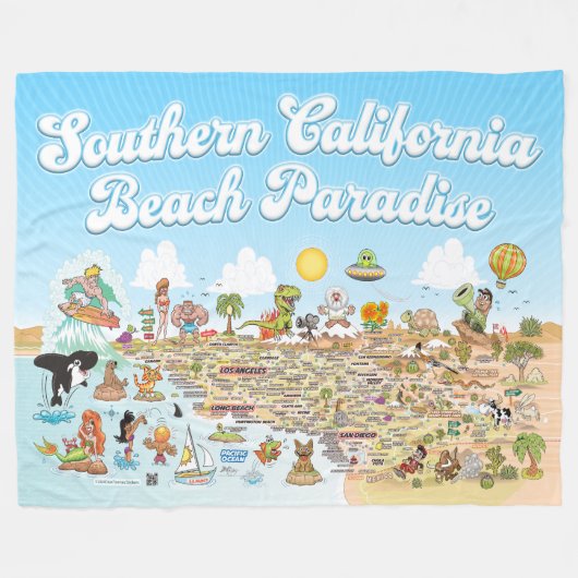 Couverture Polaire Southern California Beach Paradise Fleece Blanket (Devant (Horizontal))