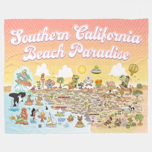 Couverture Polaire Southern California Beach Paradise Fleece Blanket (Devant (Horizontal))