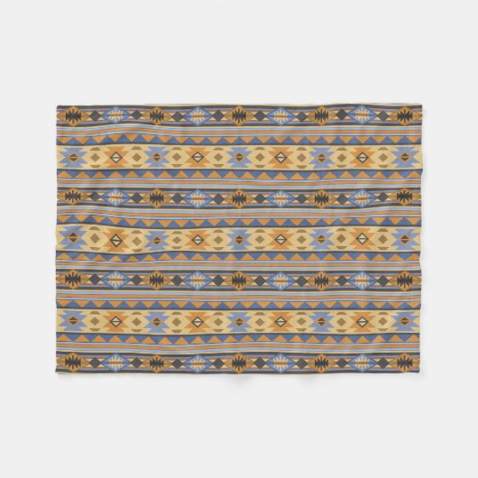 Couverture Polaire Southwest Design Gold Blue Grey Tribal Motif (Devant (Horizontal))