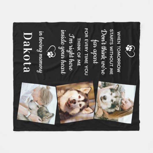 Couverture Polaire Souvenir 3 Photo Pet Perdre Cadeau Chien Souvenir (Devant (Horizontal))